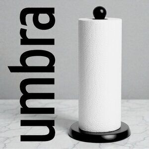 NEW UMBRA Modern Dewdrop Black Weighted Paper Towel Holder Kitchen 13" 6.5" home